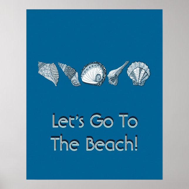 Any Colour Hand Drawn Seashells Poster (Front)
