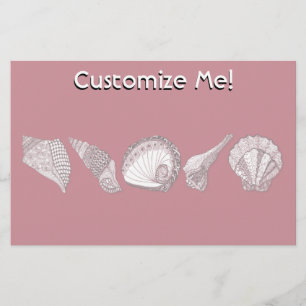Any Colour Hand Drawn Seashells Stationery