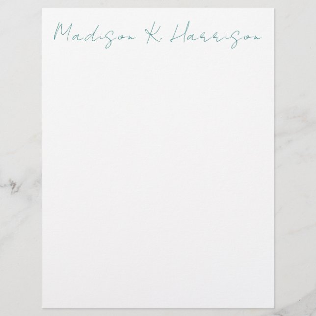 Any Colour Handwritten Script Name Letterhead Pape (Front)