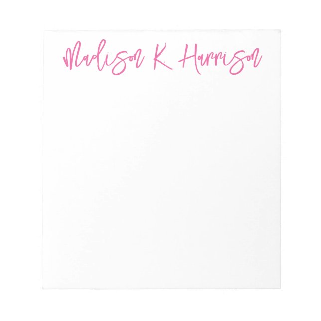 Any Colour Handwritten Script Name Notepad (Front)