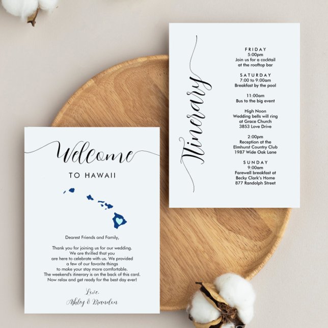 Any Colour Hawaii Wedding Welcome Letter Itinerary (Creator Uploaded)