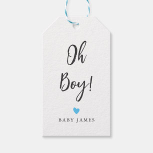Any Colour Heart Oh Boy Gift Tag, Baby Shower Gift Tags