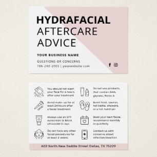Any Colour HydraFacial Aftercare Instructions Card