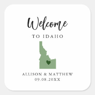 Any Colour Idaho Wedding Welcome Bag or Box Square Sticker