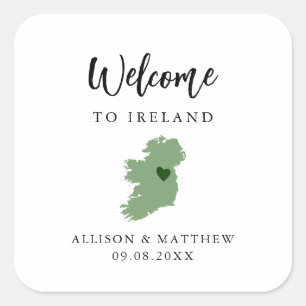 Any Colour Ireland Wedding Welcome Bag or Box Square Sticker