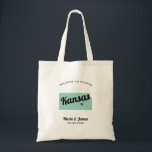 Any Colour Kansas Map Wedding Welcome Tote Bag<br><div class="desc">Wedding weekend welcome gift bag for out of town guests to your wedding, featuring image of Kansas. You may edit the colours for any part of this design, as well as move the heart to the location of your wedding. To change colours, click personalize and then "edit using the design...</div>