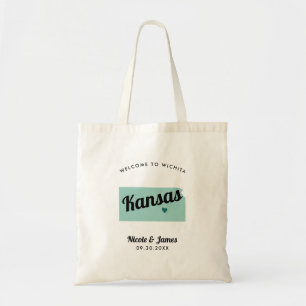 Any Colour Kansas Map Wedding Welcome Tote Bag