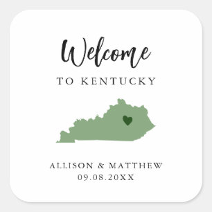 Any Colour Kentucky Wedding Welcome Bag or Box Square Sticker