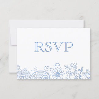 Any Colour Lace Flowers Doodle Wedding RSVP Card