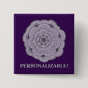 Any Colour Lace Look Crochet Doily Flower 2 Inch Square Button