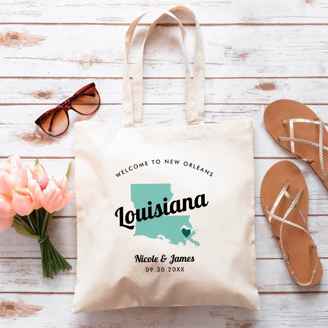 Any Colour Louisiana Map Wedding Welcome Bag, Tote Bag (Creator Uploaded)