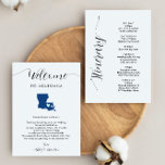 Any Colour Louisiana Wedding Welcome Note Itinerar<br><div class="desc">This modern and elegant card is the perfect addition to your hotel welcome bags. Enter the main events and a customized note to help your guests navigate the weekend. The size allows you to enter all the information you need. Everything in this card is editable. To change colours or move...</div>