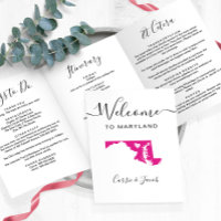 Any Colour Maryland Map Wedding Welcome Itinerary