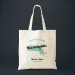 Any Colour Massachusetts Map Wedding Welcome Bag, Tote Bag<br><div class="desc">Wedding weekend welcome gift bag for out of town guests to your wedding, featuring image of Massachusetts. You may edit the colours for any part of this design, as well as move the heart to the location of your wedding. To change colours, click personalize and then "edit using the design...</div>