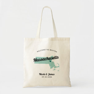 Any Colour Massachusetts Map Wedding Welcome Bag, Tote Bag
