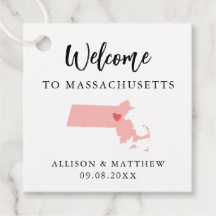 Any Colour Massachusetts Wedding Welcome Bag Favour Tags