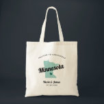 Any Colour Minnesota Map Wedding Welcome Bag, Tote Bag<br><div class="desc">Wedding weekend welcome gift bag for out of town guests to your wedding, featuring image of Minnesota. You may edit the colours for any part of this design, as well as move the heart to the location of your wedding. To change colours, click personalize and then "edit using the design...</div>