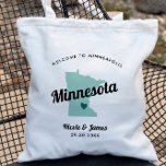 Any Colour Minnesota Map Wedding Welcome Bag, Tote Bag<br><div class="desc">Wedding weekend welcome gift bag for out of town guests to your wedding, featuring image of Minnesota. You may edit the colours for any part of this design, as well as move the heart to the location of your wedding. To change colours, click personalize and then "edit using the design...</div>