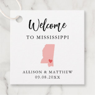 Any Colour Mississippi Wedding Welcome Bag Favour Tags