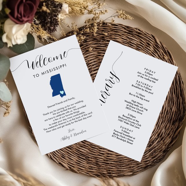 Any Colour Mississippi Wedding Welcome Itinerary (Creator Uploaded)