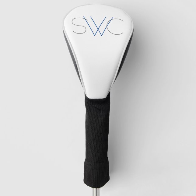 Any Colour Modern Monogram Golf Head Cover (Front)