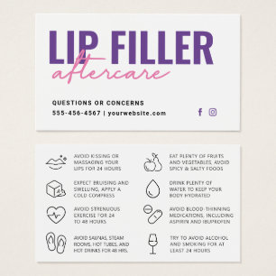 Any Colour Modern Purple Lip Filler Aftercare Card