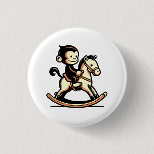 Any Colour Monkey On Rocking Horse 1 Inch Round Button