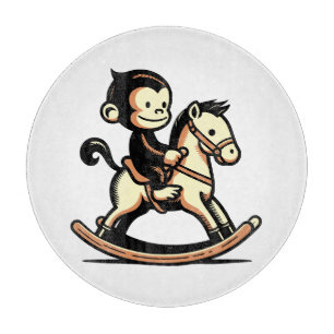 Any Colour Monkey On Rocking Horse Cutting Board