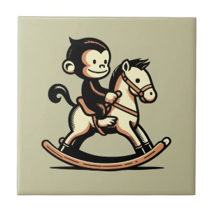Any Colour Monkey On Rocking Horse Tile