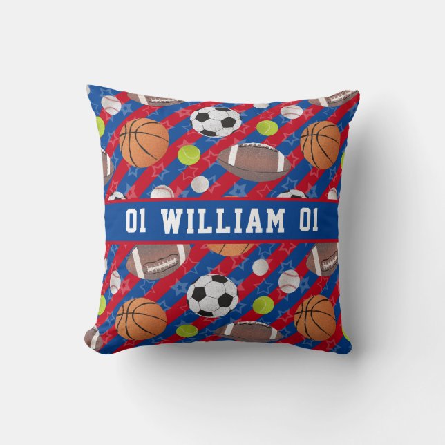 Any Colour – Multi Ball Sports  Throw Pillow (Front)