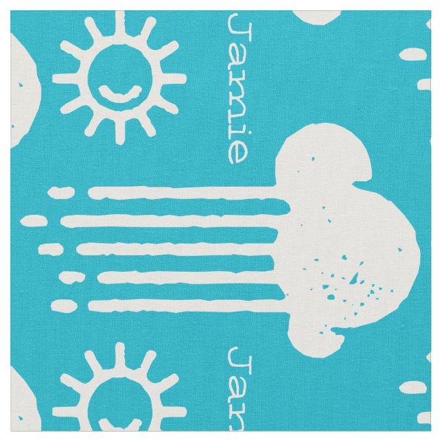 Any Colour My Sunshine Rain Cloud Personalized Fabric (Close Up)