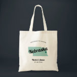 Any Colour Nebraska Map Wedding Welcome Bag, Tote Bag<br><div class="desc">Wedding weekend welcome gift bag for out of town guests to your wedding, featuring image of Nebraska. You may edit the colours for any part of this design, as well as move the heart to the location of your wedding. To change colours, click personalize and then "edit using the design...</div>