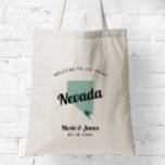Any Colour Nevada Destination Wedding Welcome Bag, Tote Bag<br><div class="desc">Wedding weekend welcome gift bag for out of town guests to your wedding, featuring image of Nevada. You may edit the colours for any part of this design, as well as move the heart to the location of your wedding. To change colours, click personalize and then "edit using the design...</div>