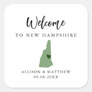 Any Colour New Hampshire Wedding Welcome Bag or Bo Square Sticker