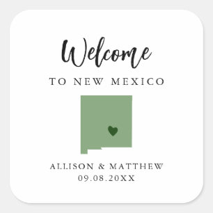 Any Colour New Mexico Wedding Welcome Bag or Box Square Sticker