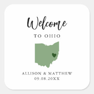 Any Colour Ohio Wedding Welcome Bag Square Sticker