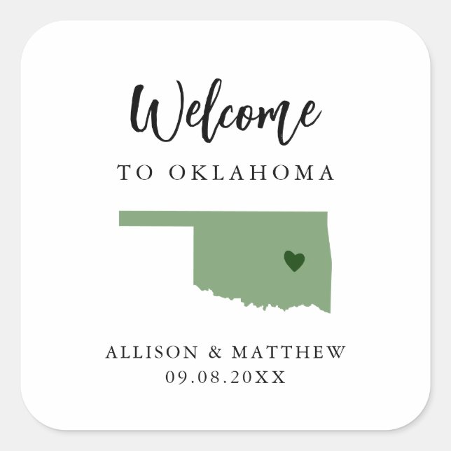 Any Colour Oklahoma Wedding Welcome Bag Square Sticker (Front)