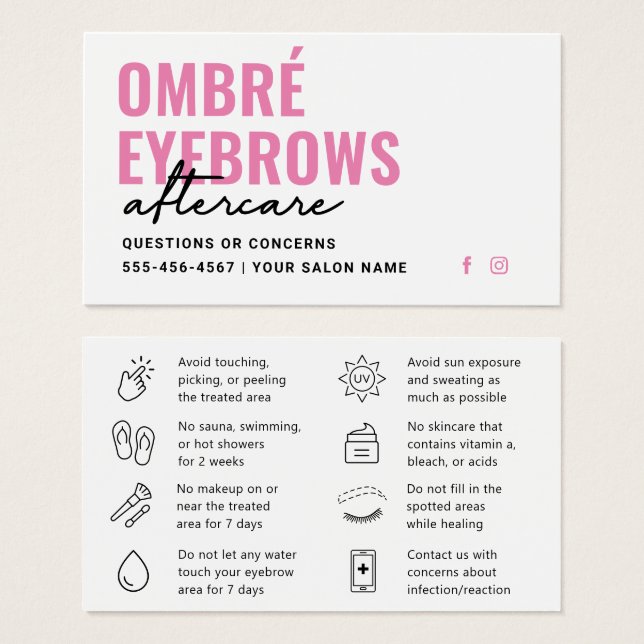 Any Colour Ombre Powder Brows Aftercare Advice  (Front & Back)