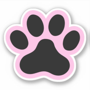 Any colour or pink and black paw print sticker