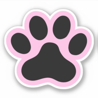 Any colour or pink and black paw print sticker