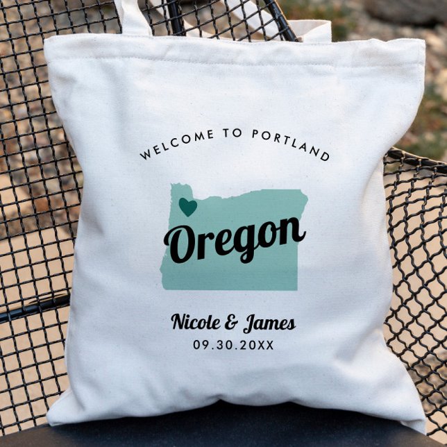 Any Colour Oregon Map Wedding Welcome Bag Tote, (Creator Uploaded)