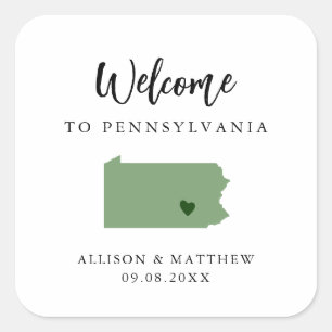 Any Colour Pennsylvania Wedding Welcome Bag Square Sticker