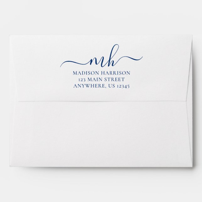 Any Colour Personalized Initials & Name Note Cards Envelope (Back (Top Flap))