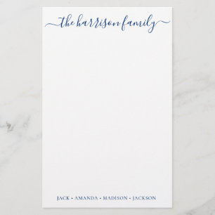 Any Colour Personalized Script Family Stationery