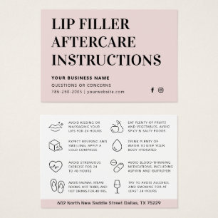 Any Colour Pink Lip Filler Botox Aftercare Card