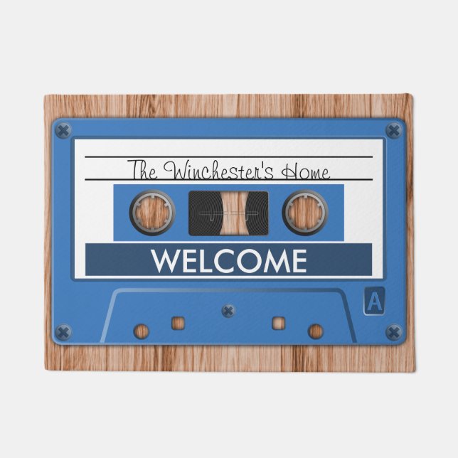 Any Colour Retro Music Cassette Tape Welcome Doormat (Front)