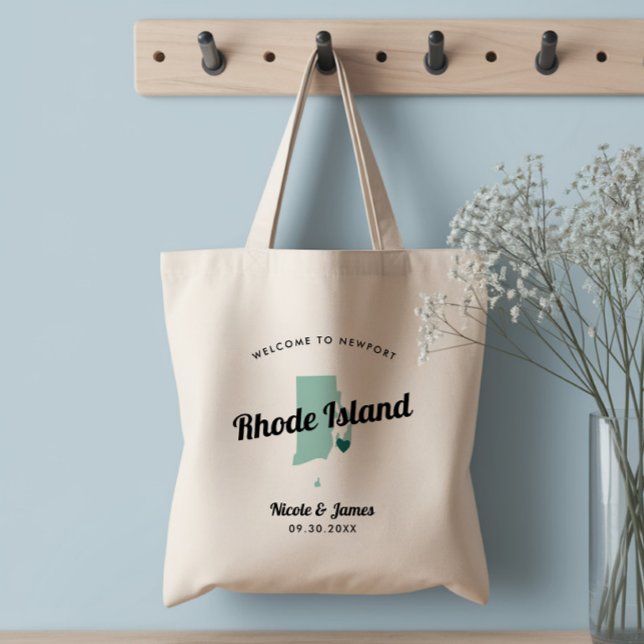 Any Colour Rhode Island Map Wedding Welcome Bag,  Tote Bag (Creator Uploaded)