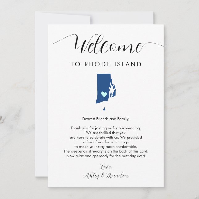 Any Colour Rhode Island Wedding Welcome Itinerary (Front)