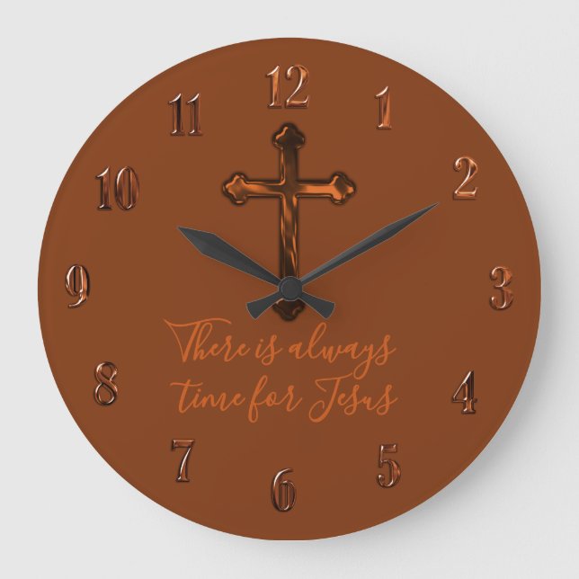 Any Colour Rust Cross Jesus is always the answer Large Clock (Front)