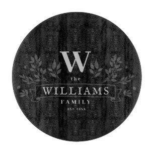 Any Colour   Rustic Family Name Monogram Cutting Board